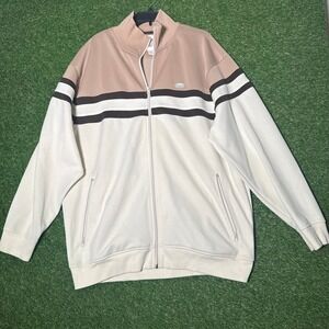 Vintage Ecko Unltd Track Jacket XL Beige Brown Stripes Full Zip Y2K Style‎